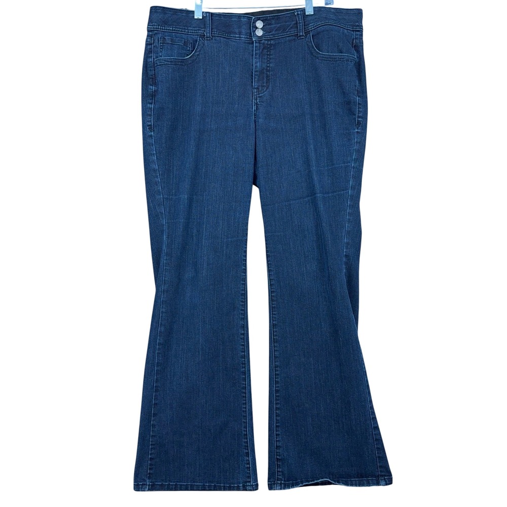 Lane Bryant Flare Jeans‎ Women 16 Regular Cotton Blend Dark Wash Blue